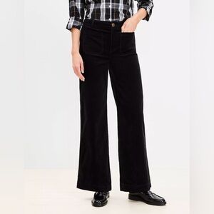 LOFT Black Corduroy Wide-Leg Pants
